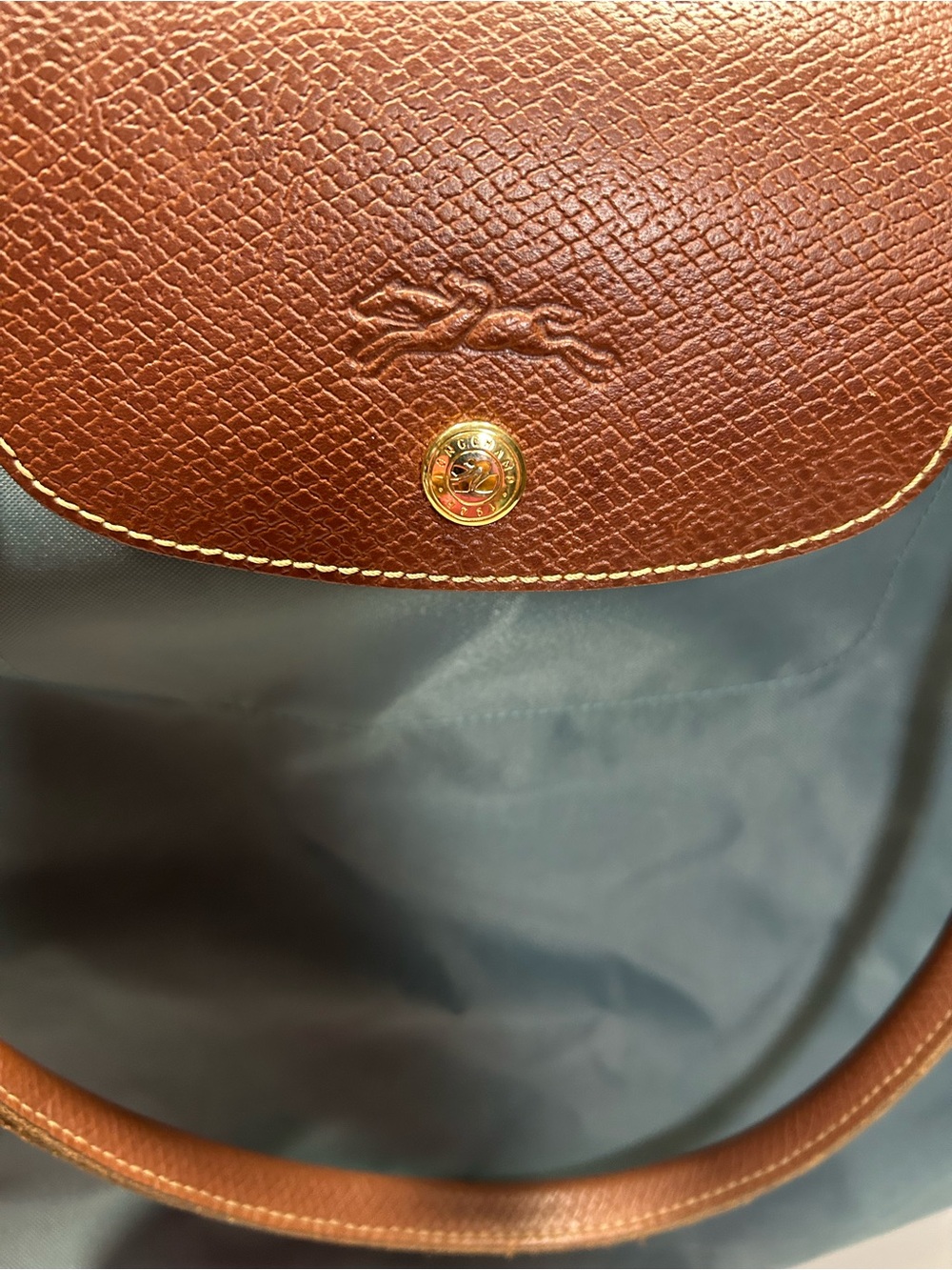Longchamp Le Pliage Original Large Nylon Shoulder Tote Steel Blue/Grey*See Pics - Picture 5 of 14